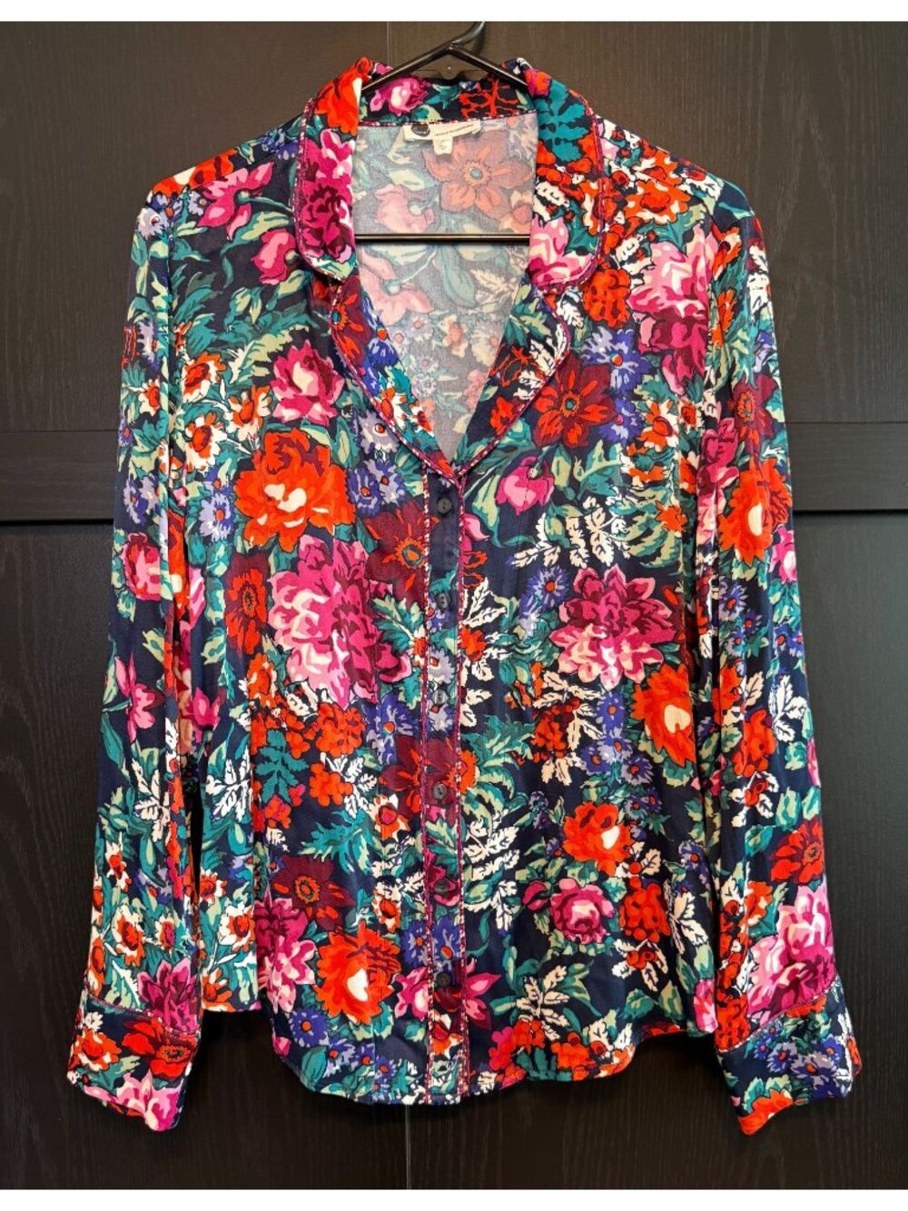 Anthropologie Floreat Sleep Floral Colorful Pajama Top Medium Long Sleeves Soft